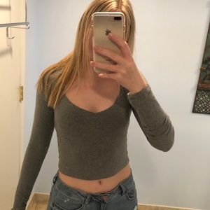 Gray Cropped Long Sleeve